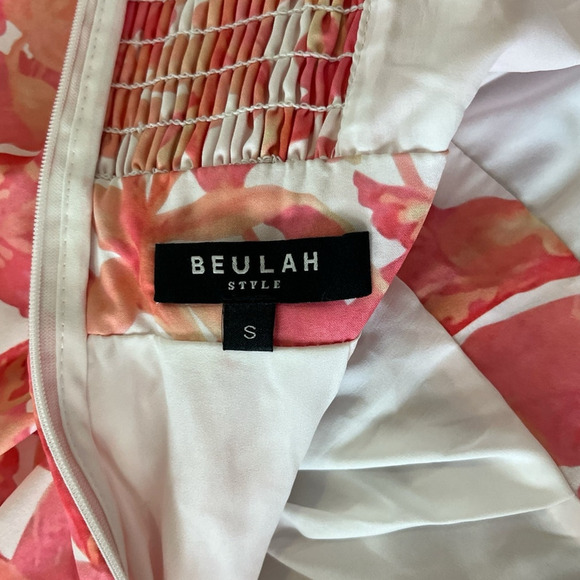 Beulah Style Tropical Floral Double Front Knot Mini Dress Small Tiered Flirty - Picture 4 of 12